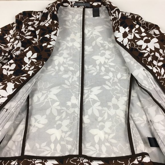 Liz Claiborne Floral Blazer 3/4 Sleeves Brown - Picture 5 of 13